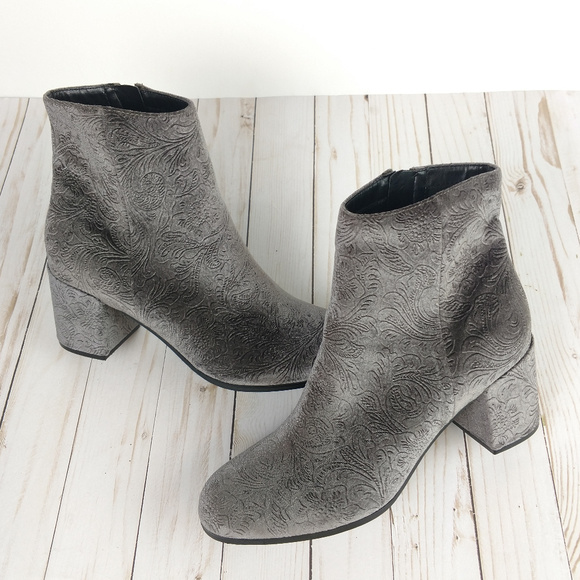 Indigo Shoes - Indigo Rd grey embossed ankle booties 9.5